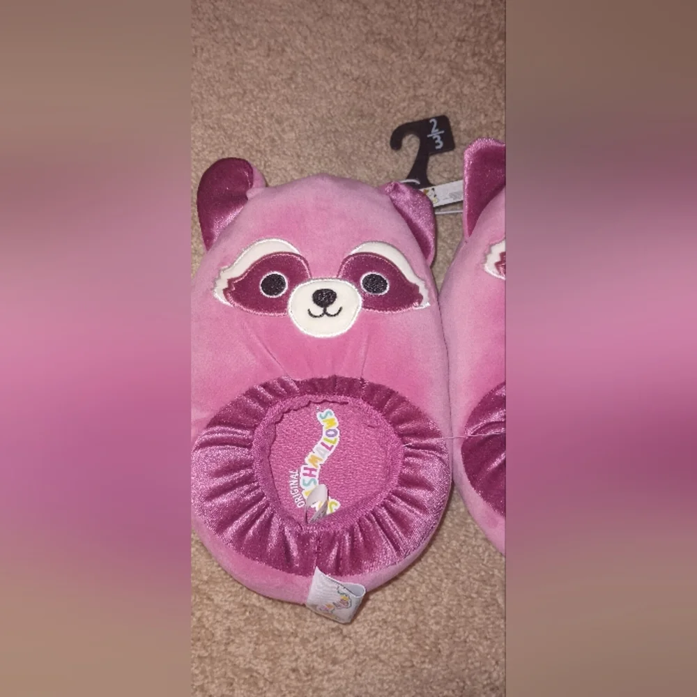 Kids Squishmallows Raccoon Pink Slippers Girls 2/3 M